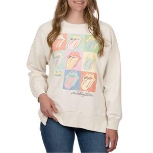 The Rolling Stones White Club Crewneck Colorful Graphic Sweatshirt Women’s Med